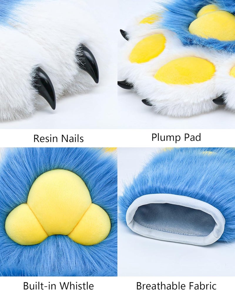 BNLIDES Cosplay Fursuit Paw Gloves Furry Claw Gloves Built-in Whistle Decompression Toys Costume Party Accessories for Adult - Image 2